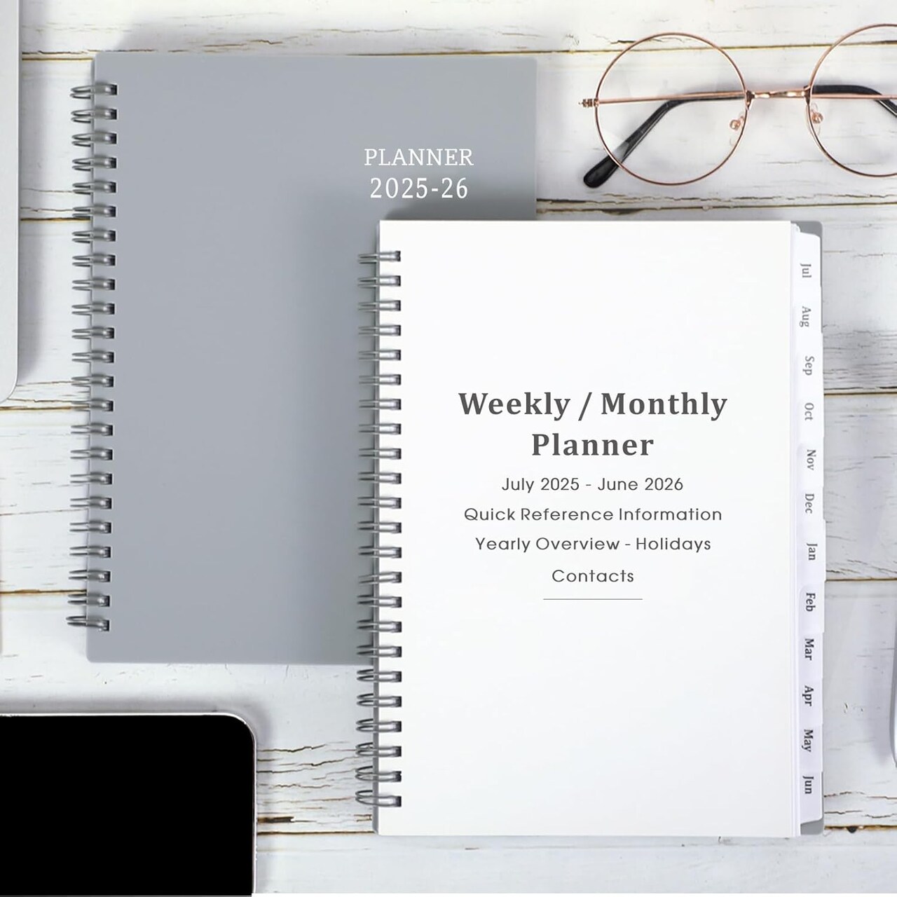 2025-2026 Planner - Jul 2025 - Jun 2026, 2025-2026 Planner Weekly and Monthly, 6.25" × 8.3", Tabs, Inner Pocket, Strong Twin-Wire Binding, Improving Your Time Management Skill